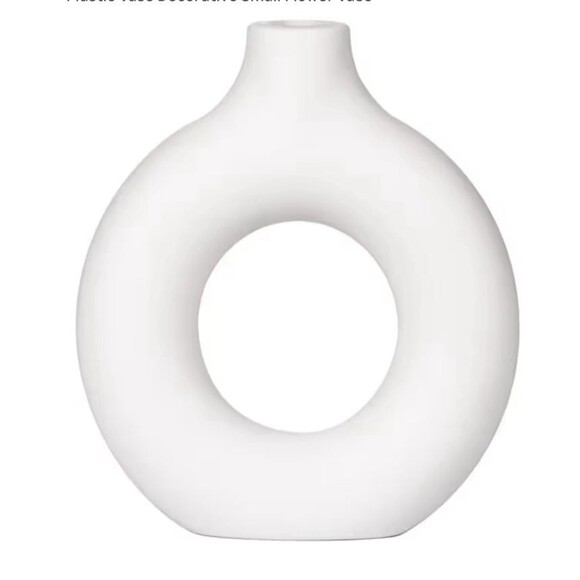 Ceramic Vase Donut shape Minimalist Style Modern Boho Chic Pottery Barn look New - Picture 2 of 6